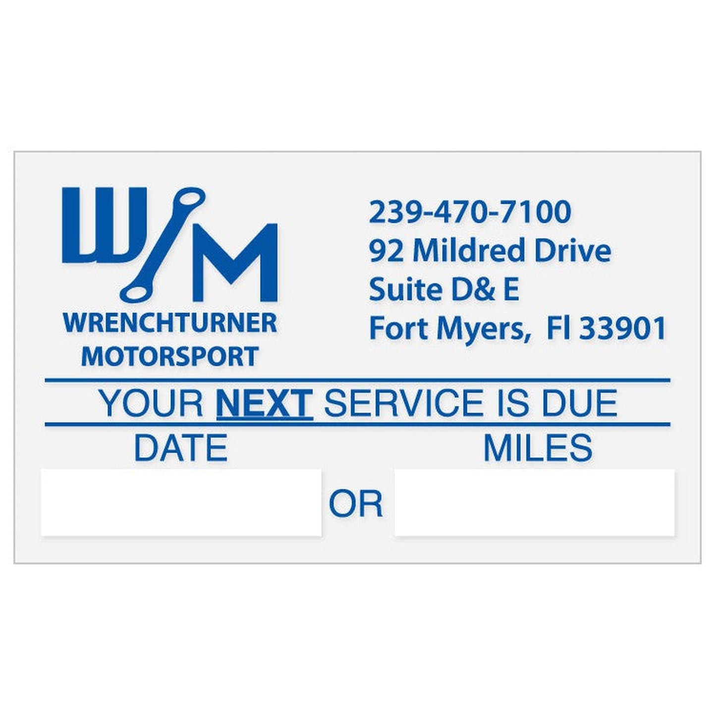 Custom Write-On Oil Change Stickers - Light Adhesive (Individually Cut Labels)