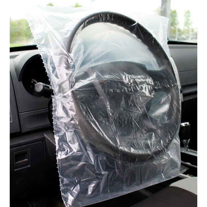 Slip-N-Grip® Slide-On Plastic Disposable Steering Wheel Covers (Roll of 500)